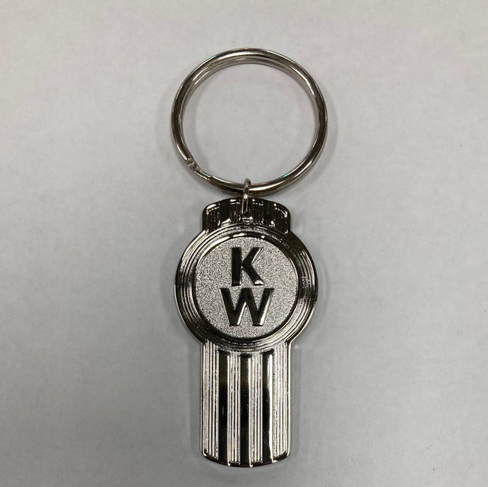 Kenworth keyhole-shaped chrome keychain