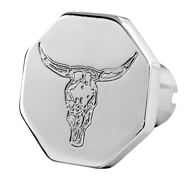 Bull logo chrome billet aluminum brake knob - SINGLE