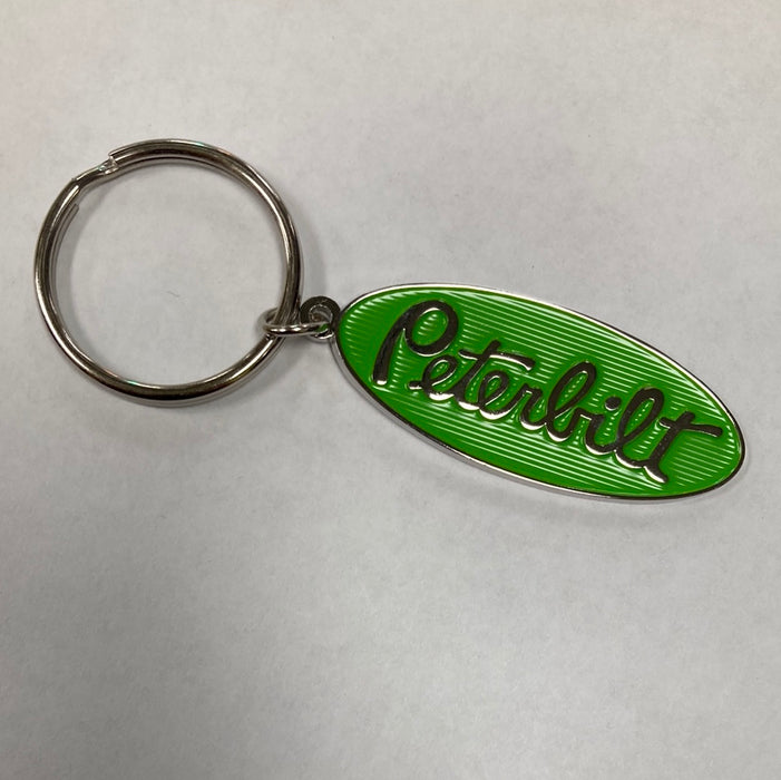 Peterbilt oval logo chrome keychain