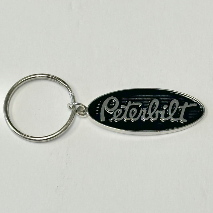 Peterbilt oval logo chrome keychain