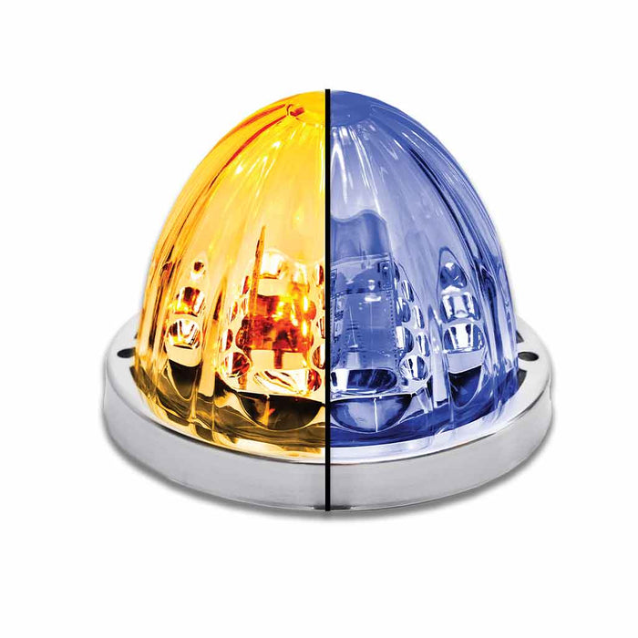 "Starburst" Dual Revolution Amber/Blue 19 diode watermelon-style LED turn signal/auxiliary light - CLEAR lens