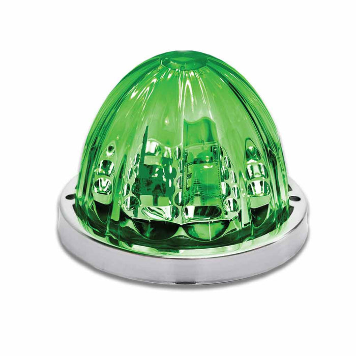 "Starburst" Dual Revolution Amber/Green 19 diode watermelon-style LED turn signal/auxiliary light - CLEAR lens