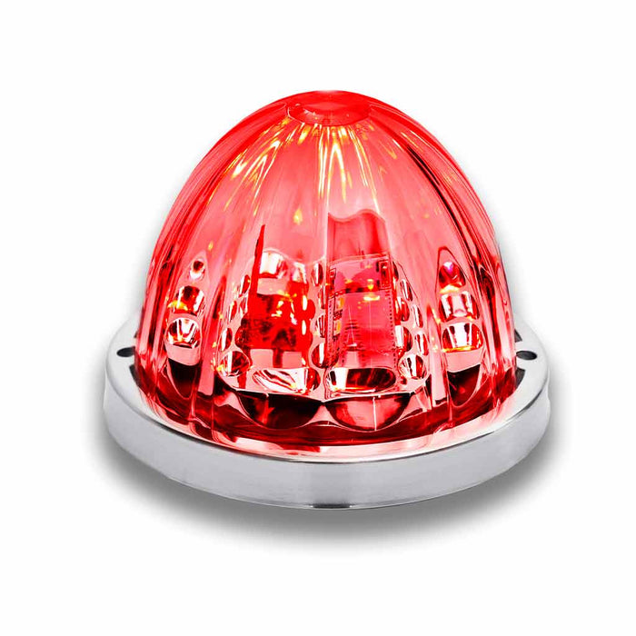 "Starburst" Red 19 diode watermelon-style LED marker/turn signal light - CLEAR lens