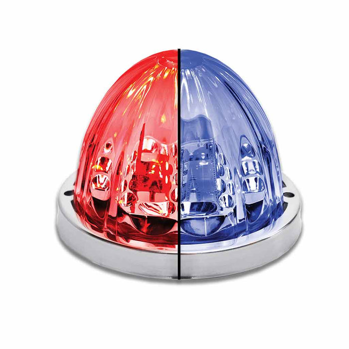 "Starburst" Dual Revolution Red/Blue 19 diode watermelon-style LED turn signal/auxiliary light - CLEAR lens