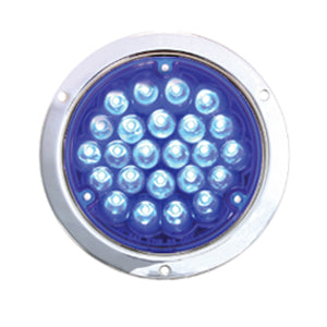 Pearl Blue 4" round 24 diode LED utility light in chrome housing