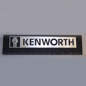 Kenworth 24" x 6" black quarter fender mudflap w/chrome stamped logo