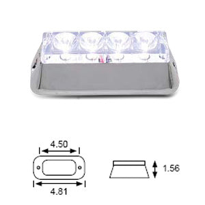 Amber 4 diode LED rectangular marker/strobe light w/chrome base - CLEAR lens