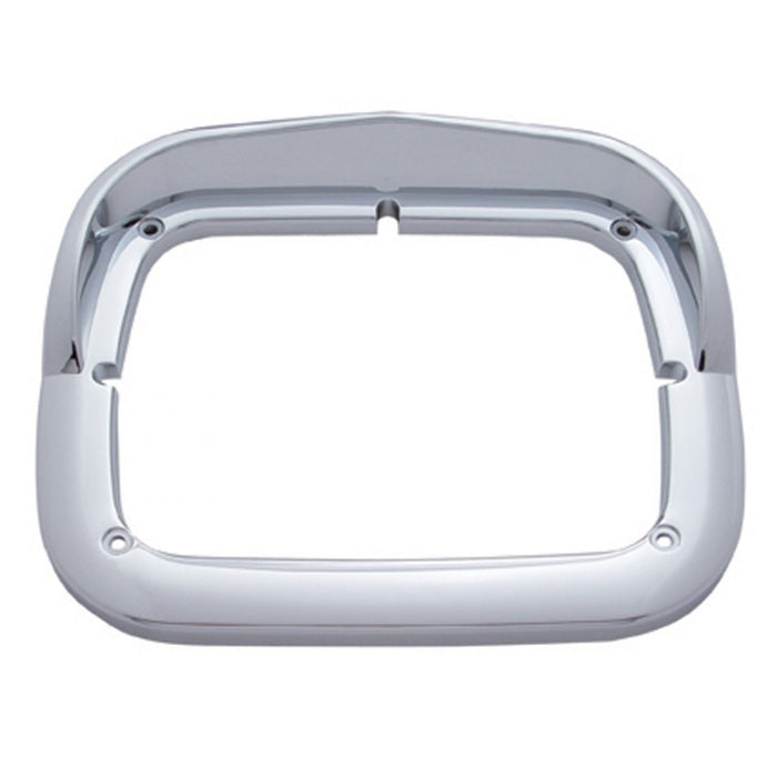 Chrome plastic single square headlight bezel w/visor