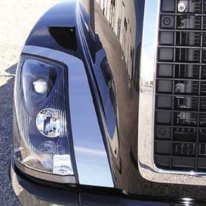 Volvo VN 2003+ stainless steel fender guards/headlight trim - PAIR