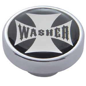 "Washer" iron cross glossy sticker for small chrome knobs