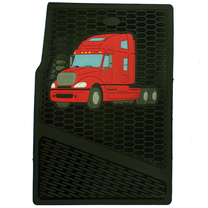 Freightliner Columbia red and black rubber floor mat set
