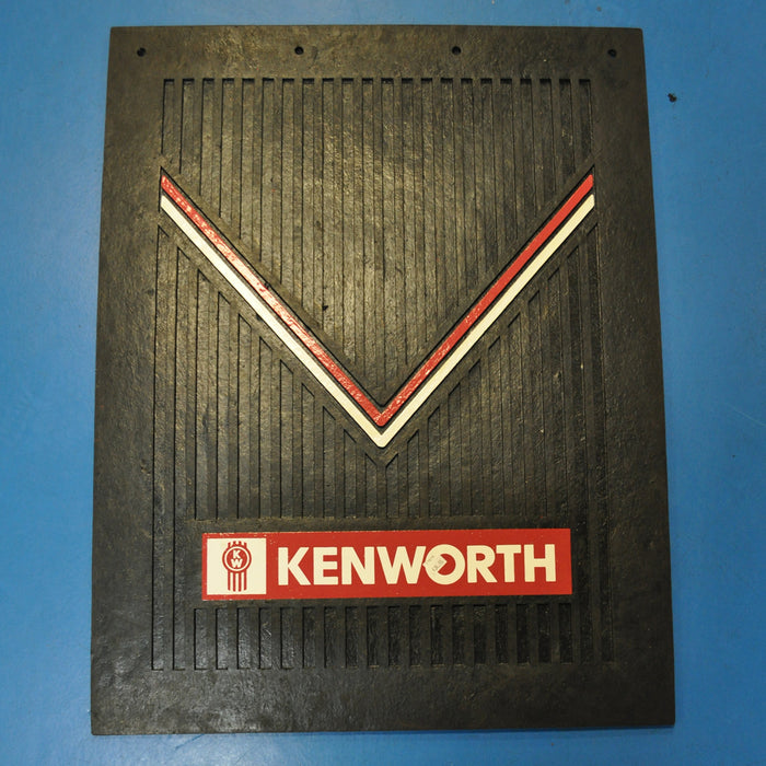 Kenworth 24" x 30" deluxe black mudflap w/red and white logo