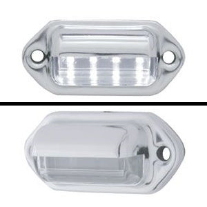 White 4 diode LED license plate/utility light w/chrome cover