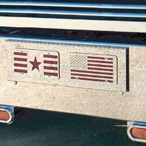 Freightliner Classic 2001+ stainless steel 2 license plate holder/tow hook holes cover