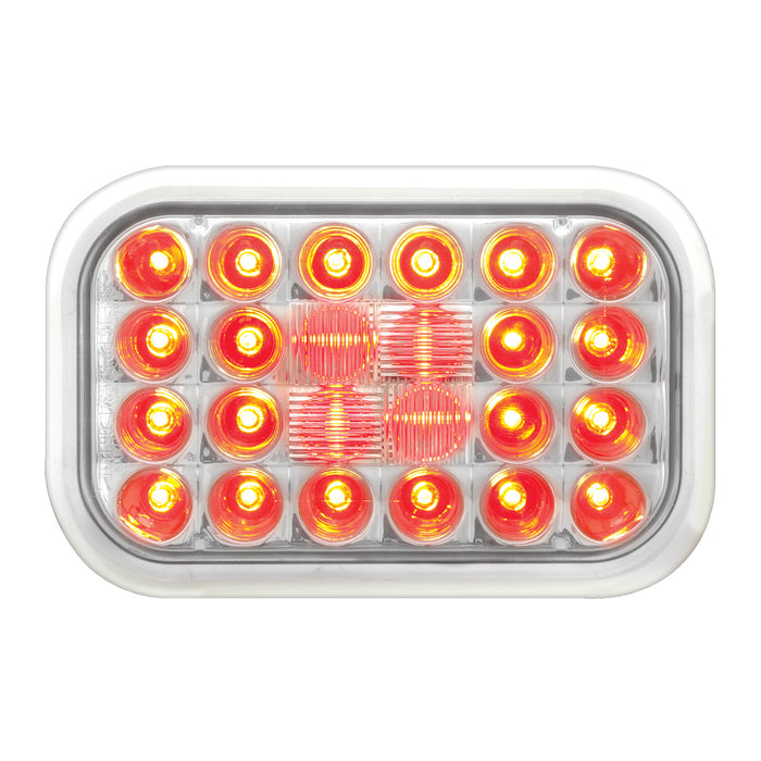 Pearl Red rectangular 24 diode LED stop/turn/tail light - CLEAR lens