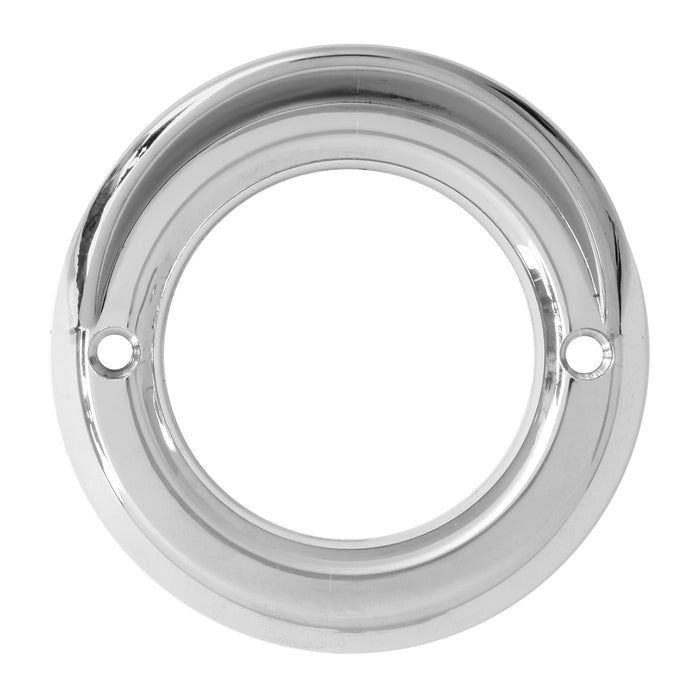 2" round chrome plastic grommet cover with visor - smooth edge