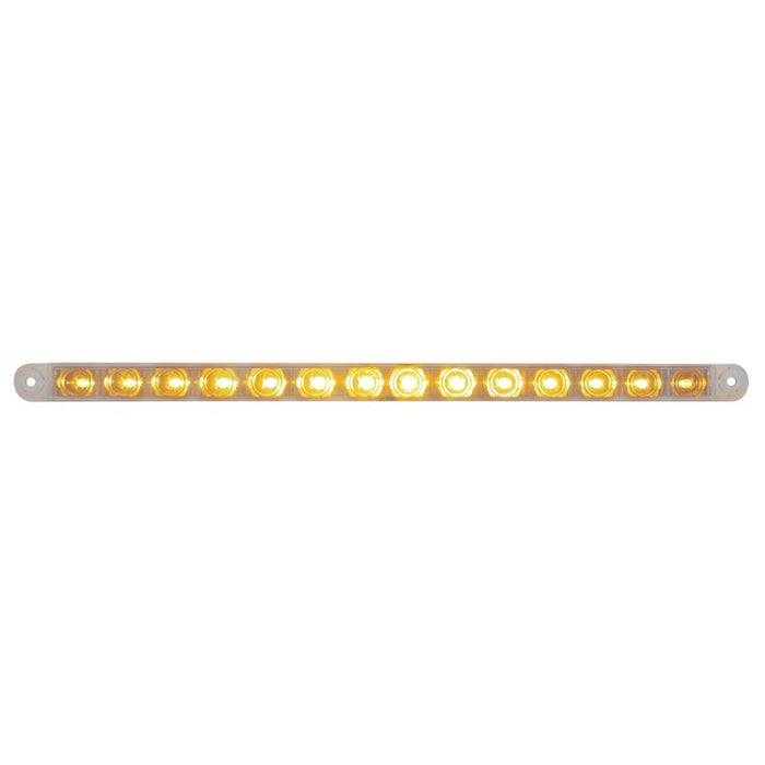 Amber thin 12" long LED turn signal light bar - CLEAR lens