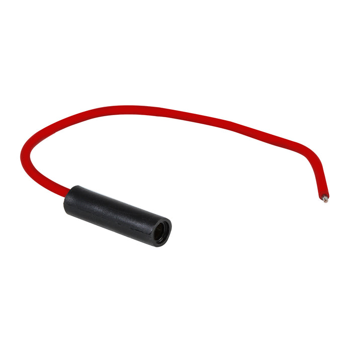 7" lead single female plug for .180 bullet plugs, red wire