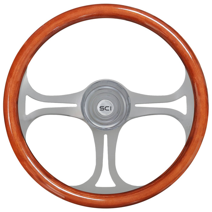 "Saber" wood rim 18" steering wheel - 3 hole style