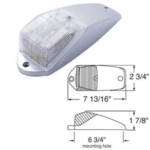 Amber 15 diode LED small rectangular cab light w/chrome housing - CLEAR lens