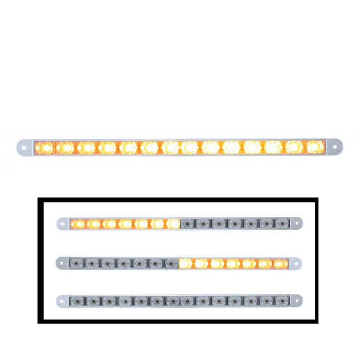 Amber 12" long 14 diode LED flashing warning light bar - CLEAR lens