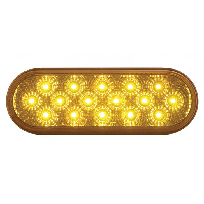 Amber oval 16 diode LED turn signal light w/reflector