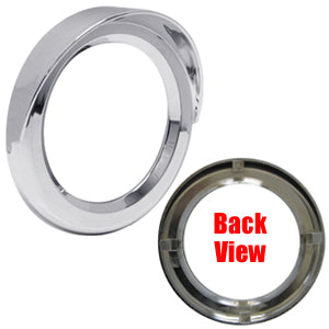 4" round "Stealth" chrome plastic screwless grommet cover with visor