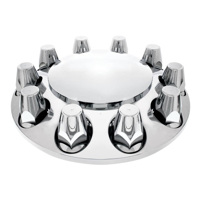 Chrome ABS plastic front axle cover w/ten 33mm thread-on lugnut covers