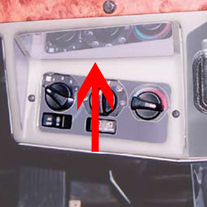 Peterbilt 1995-2000 stainless steel air conditioner/heater control trim - above panel