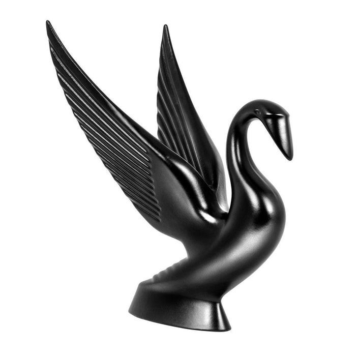 Swan matte black powder coated hood ornament