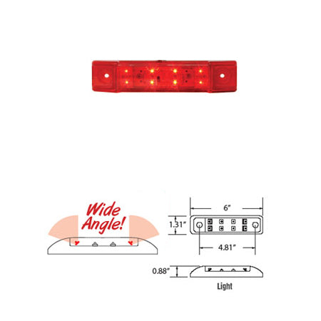 Red 8 diode LED trailer top rail marker light