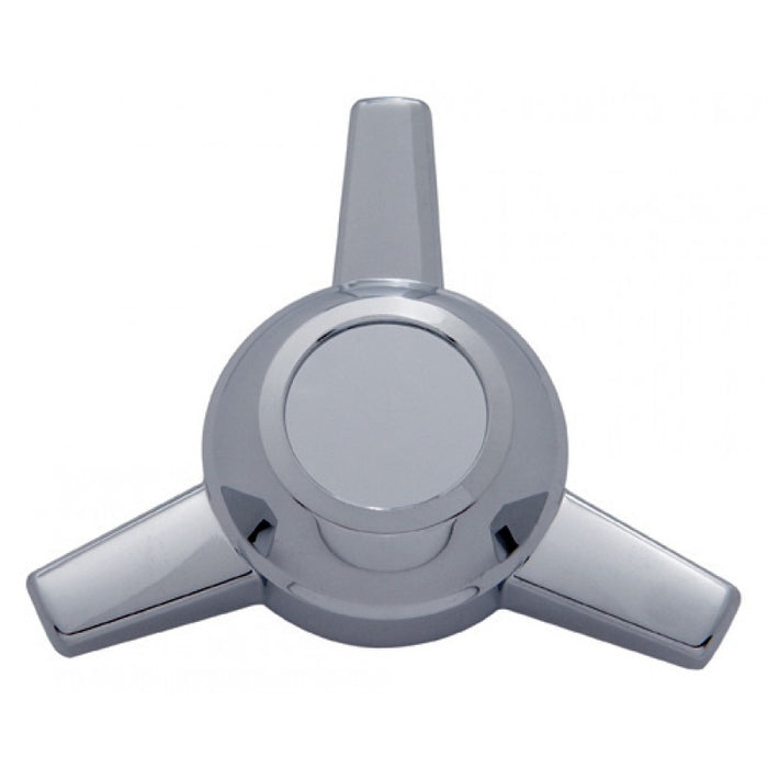 Chrome plastic 5" diameter 3-straight bar hub cap spinner