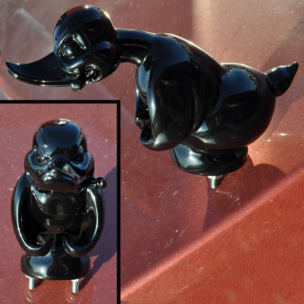 Black "Convoy"/"Death Proof" rubber duck hood ornament w/cigar