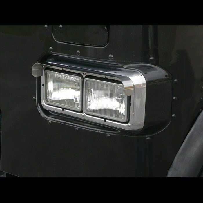 4" x 6" dual rectangular headlight stainless steel visors - PAIR