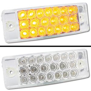 Amber 2" x 6" rectangular 20 diode LED marker light - CLEAR lens