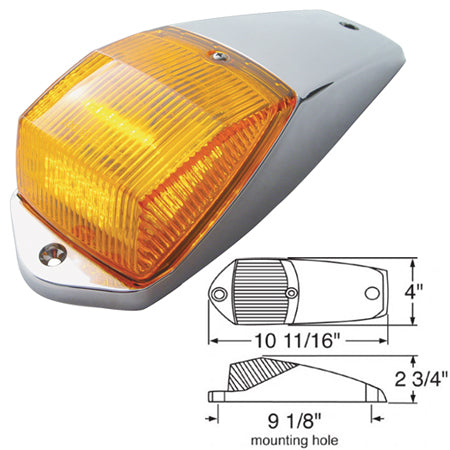 Amber 36 diode LED Kenworth-style cab light w/housing