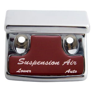 Freightliner Classic/FLD chrome plastic switch guard w/glossy "Suspension Air" sticker