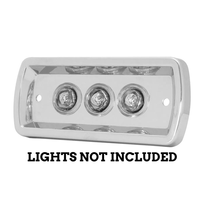 Kenworth -2005 interior door light - chrome housing only, holes for 3 button lights