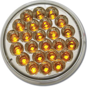 Pearl amber 4" round 24 diode LED turn signal light - CLEAR lens