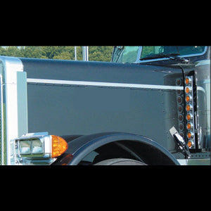 Peterbilt 379 extended hood stainless steel side hood trims - PAIR