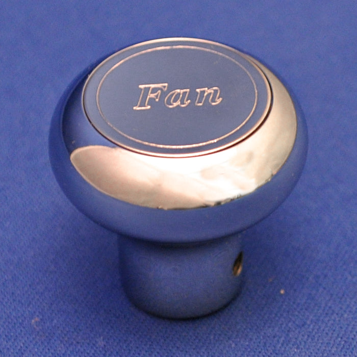 "Fan" chrome aluminum dash knob with engraved plate