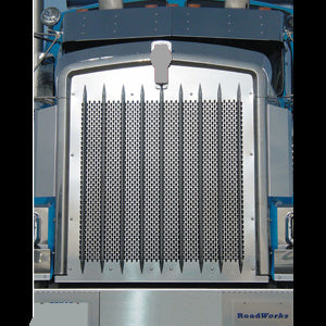 Kenworth W900L stainless steel keyhole logo punched grill