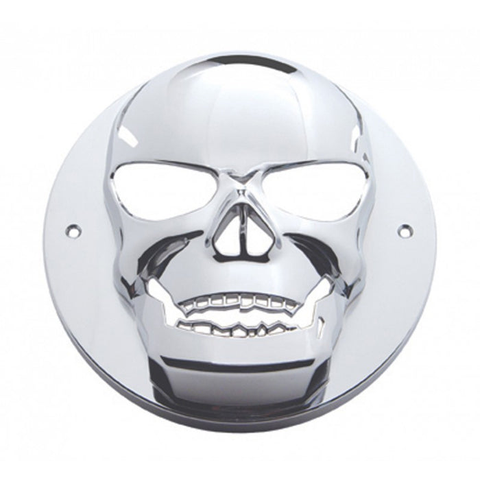 Skull 4" round chrome plastic grommet cover