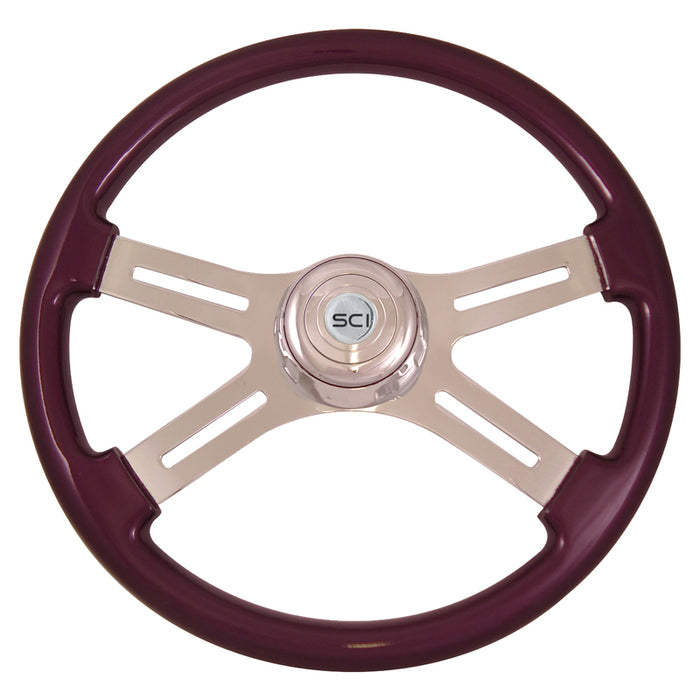 "Classic Purple" finish 18" wood steering wheel - 3 hole style