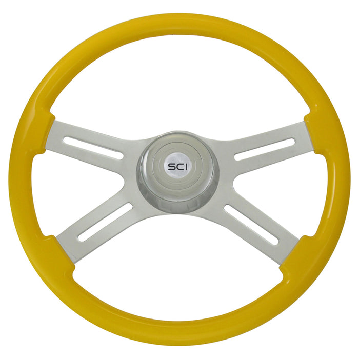 "Classic Yellow" finish 18" wood steering wheel - 3 hole style