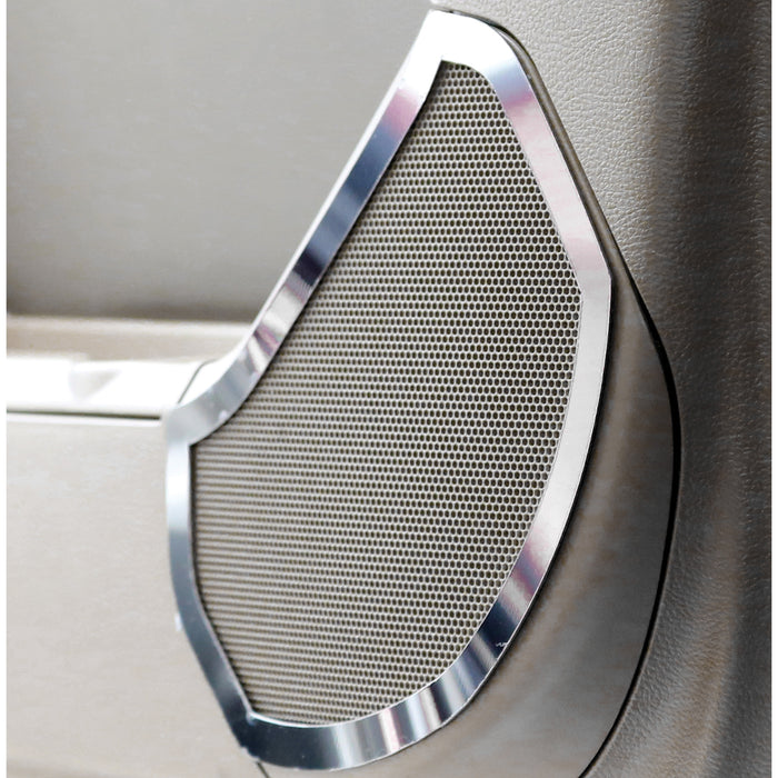 Kenworth T680/T880 stainless steel cab door speaker trims - PAIR
