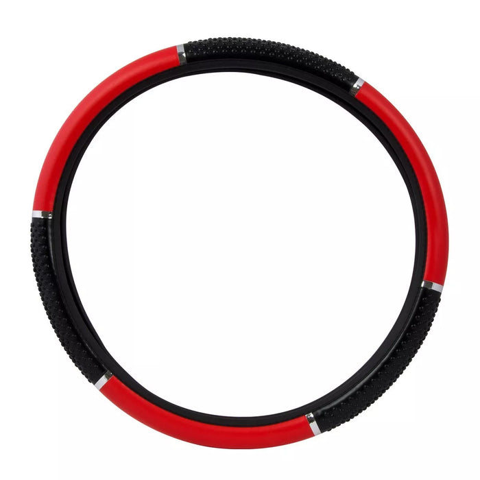 18" deluxe steering wheel cover - red with black hand grips