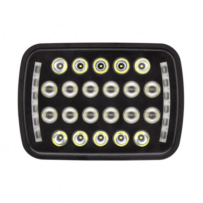 Black 5" x 7" square 34 diode LED headlight - SINGLE