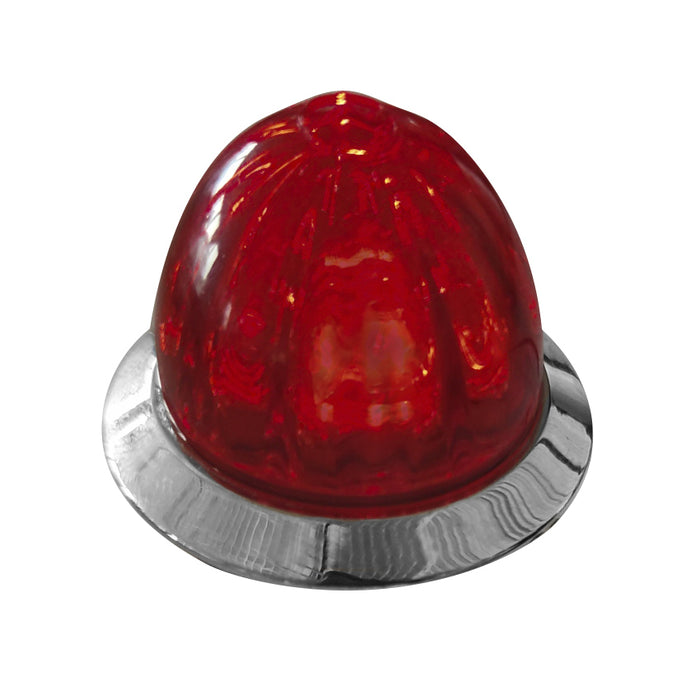 "Mini Hero" 3/4" diameter watermelon-style LED marker/turn signal light w/chrome bezel, 3 wires