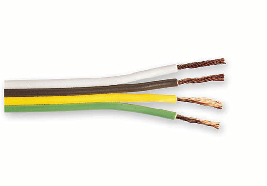 4-way 16 AWG bonded-trailer wire (white / brown / yellow / green), 25 foot spool